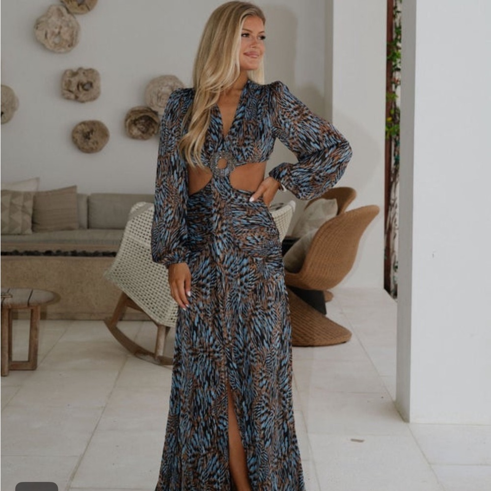 These Three Boutique Channing Plunge Maxi Gown with Slit Size Medium SOLD OUT